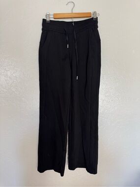 Women's Black Drawstring Wide-Leg Pants
